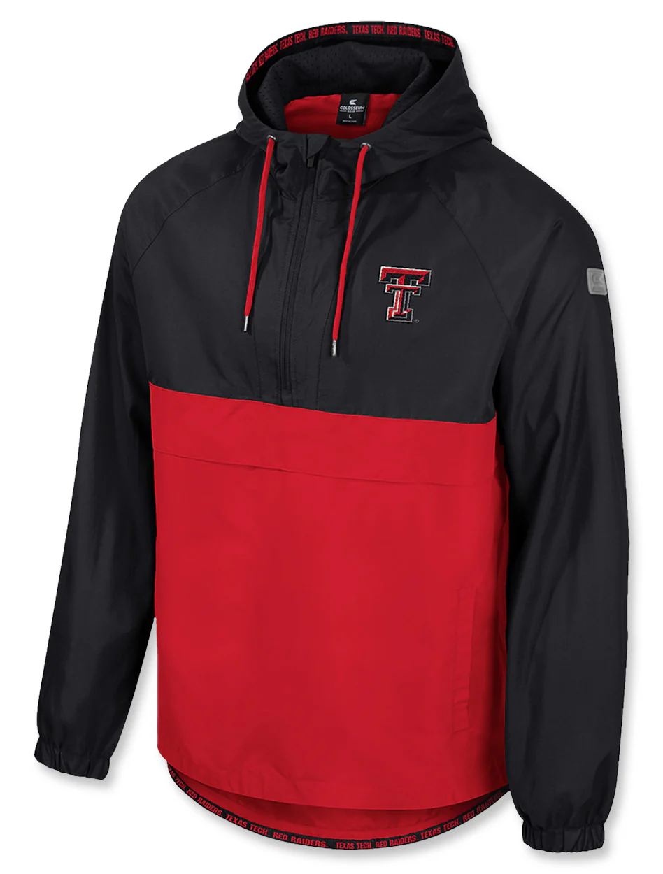 Arena Texas Tech "Anorak" MEN'S Color Block 1/2 Zip Hooded Jacket