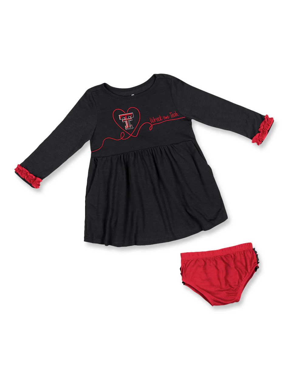**Arena Texas Tech "Miss Mullins" Infant Dress and Bloomer Set