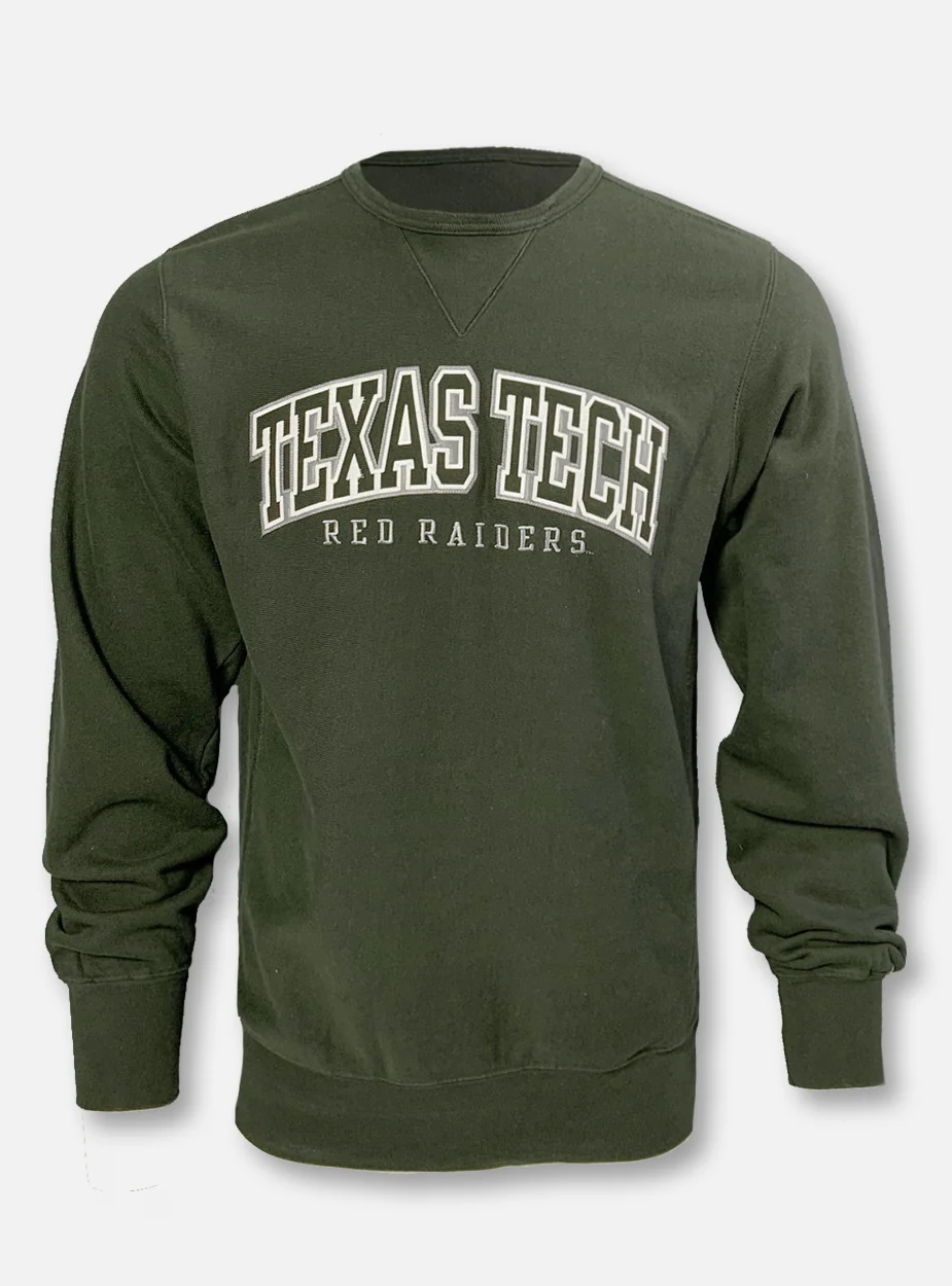 Champion Texas Tech Red Raiders "Vintage Wash Tackle Twill" Olive Green Reverse Weave Crew