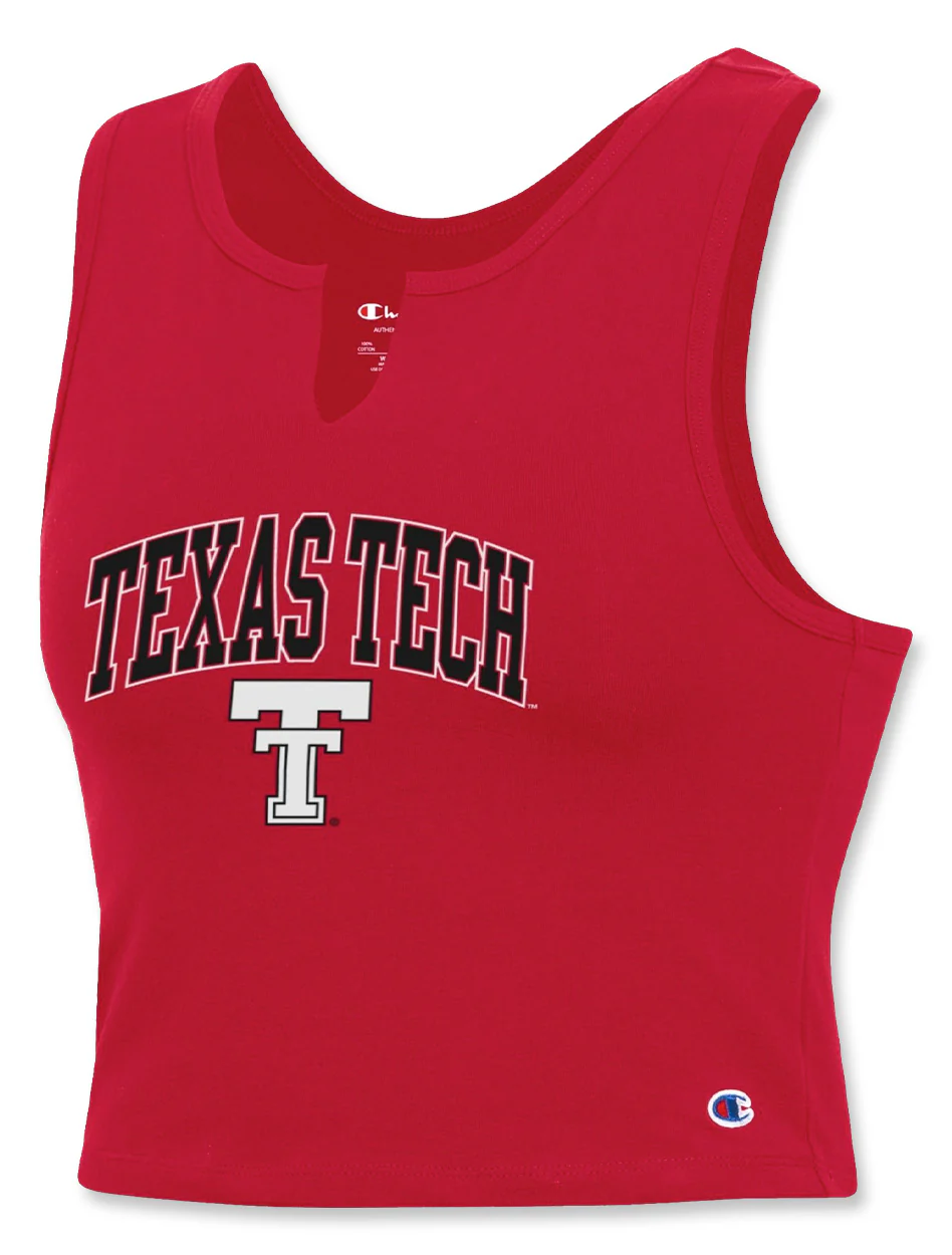 Champion Texas Tech "Shake It Up" Football Fan Split Neck Crop Tank Top - Image 2