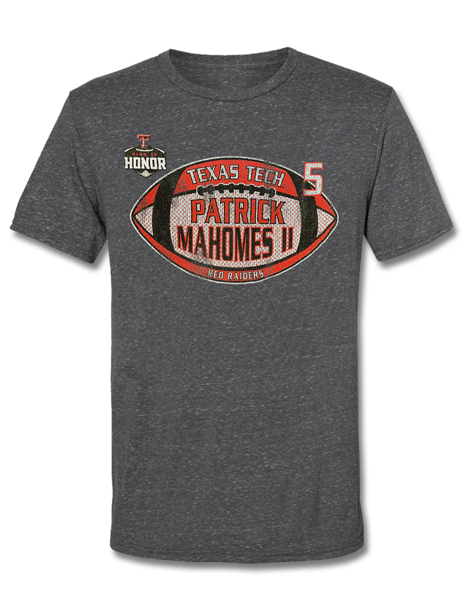 Texas Tech Mahomes "Distressed Football" Ring Of Honor T-shirt