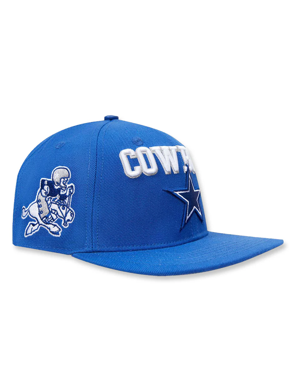Dallas Cowboys "Retro" Classic Logo Dodger Blue Wool Snapback Flat Bill - Image 4