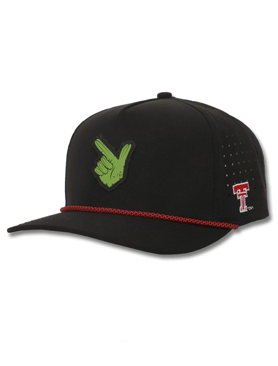 Texas Tech Dark Horse "Rubber Guns Up Cactus" Black Corded Sport Snapback Cap