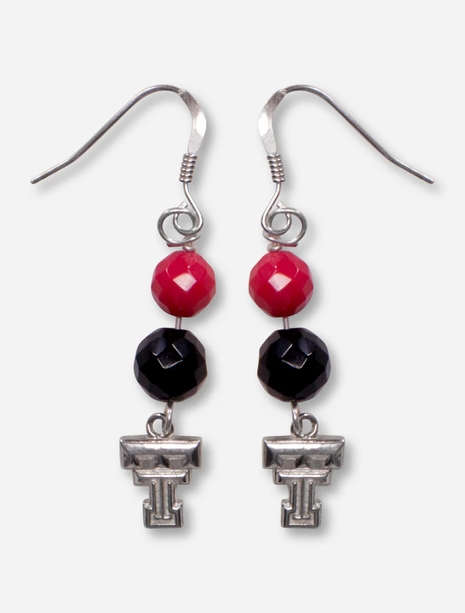 DaynaU Texas Tech Double T with Red and Black Rhinestone Earrings