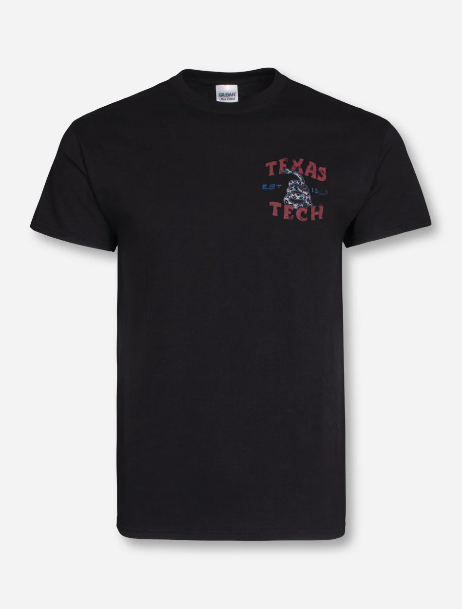 Don't Tread on Me Flag Black T-Shirt - Texas Tech - Image 2