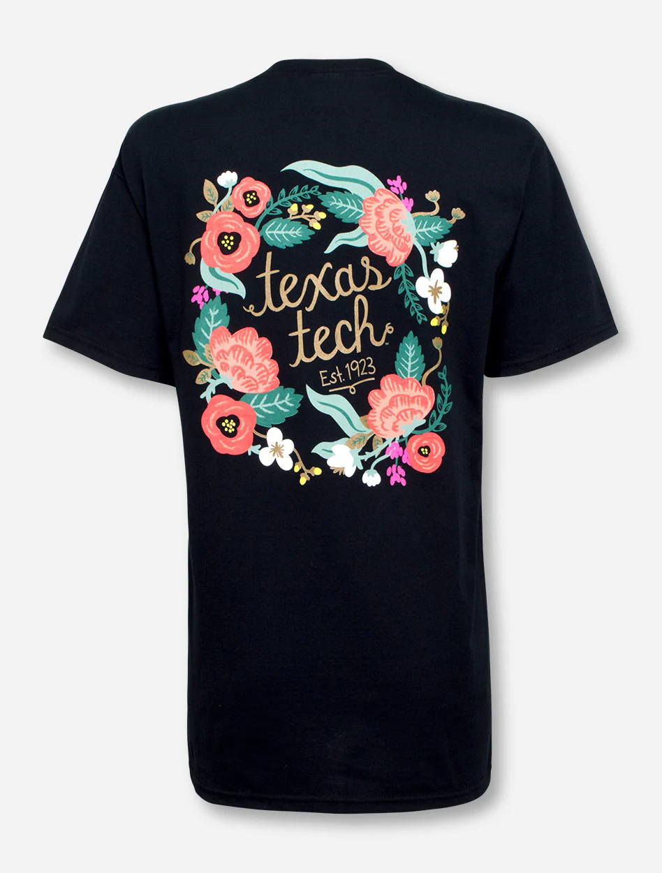 Floral Wreath with Texas Tech Script T-Shirt - Image 3