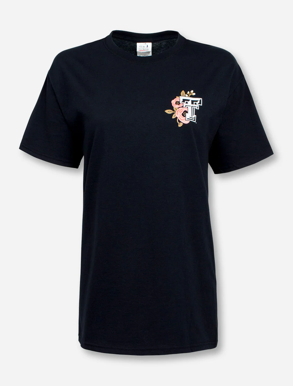 Floral Wreath with Texas Tech Script T-Shirt - Image 4