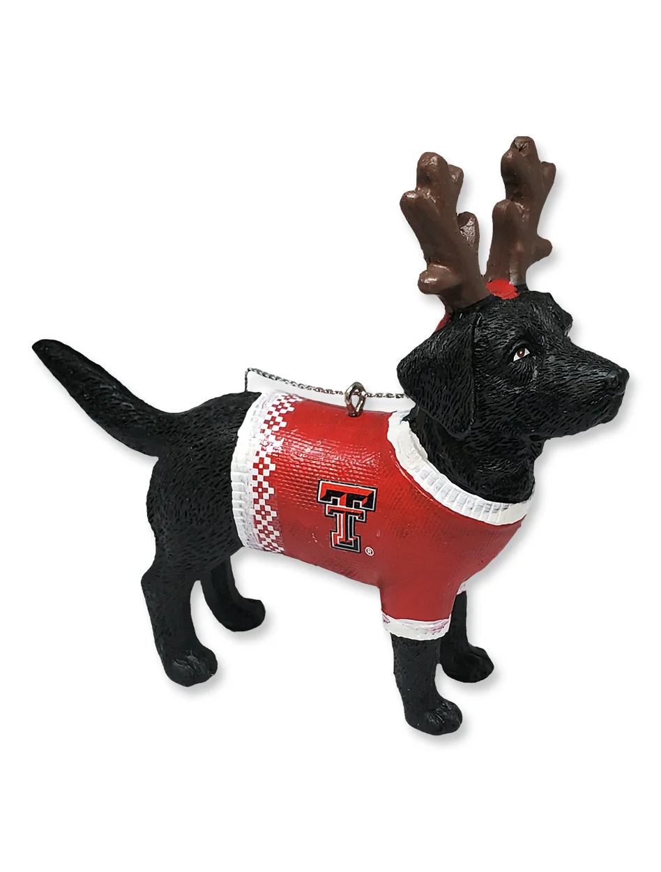 Texas Tech "Black Lab Reindeer" Ornament