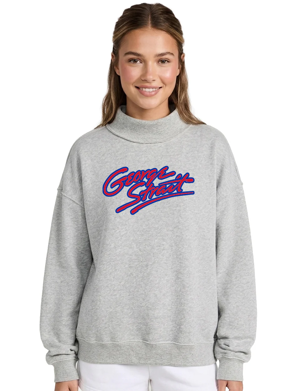 Official George Strait x Dark Horse Mock Neck Grey Sweatshirt (PRE ORDER)
