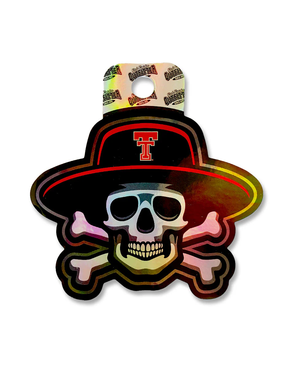 HOLOGRAPHIC Texas Tech "Skull Hat" Decal