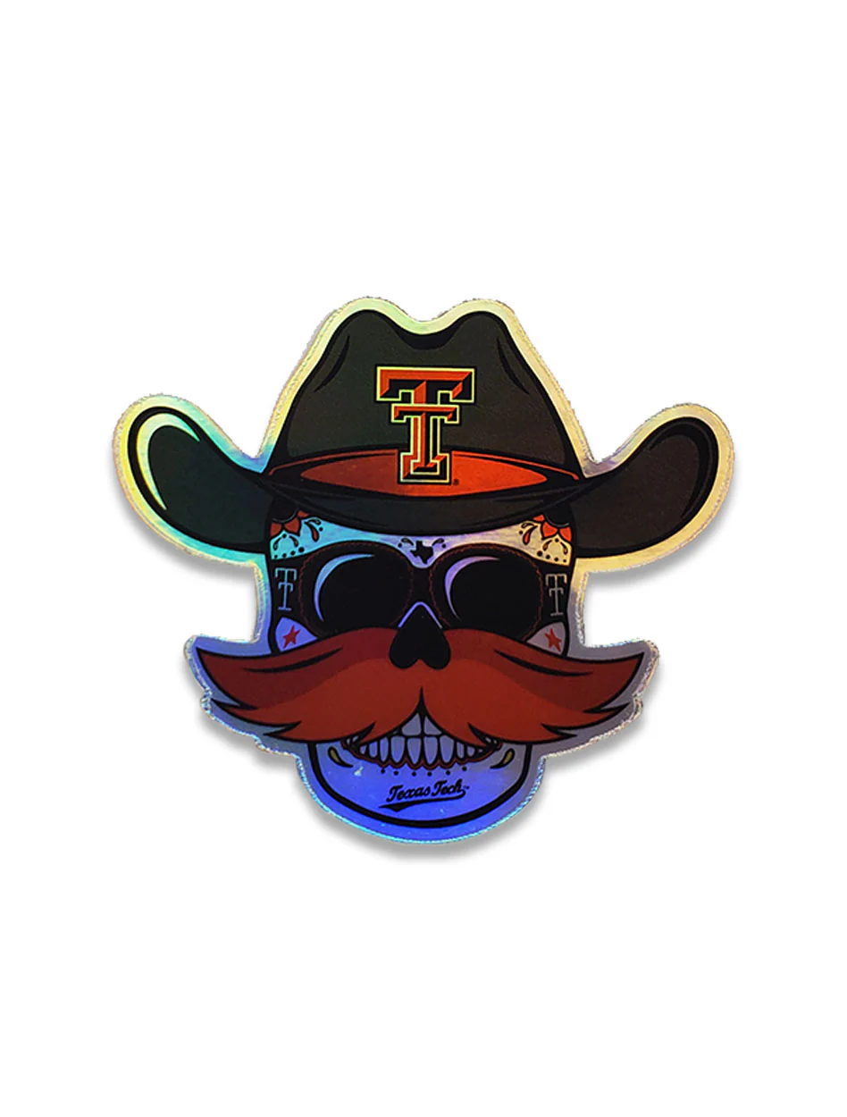 HOLOGRAPHIC Texas Tech "Western Skully" Decal