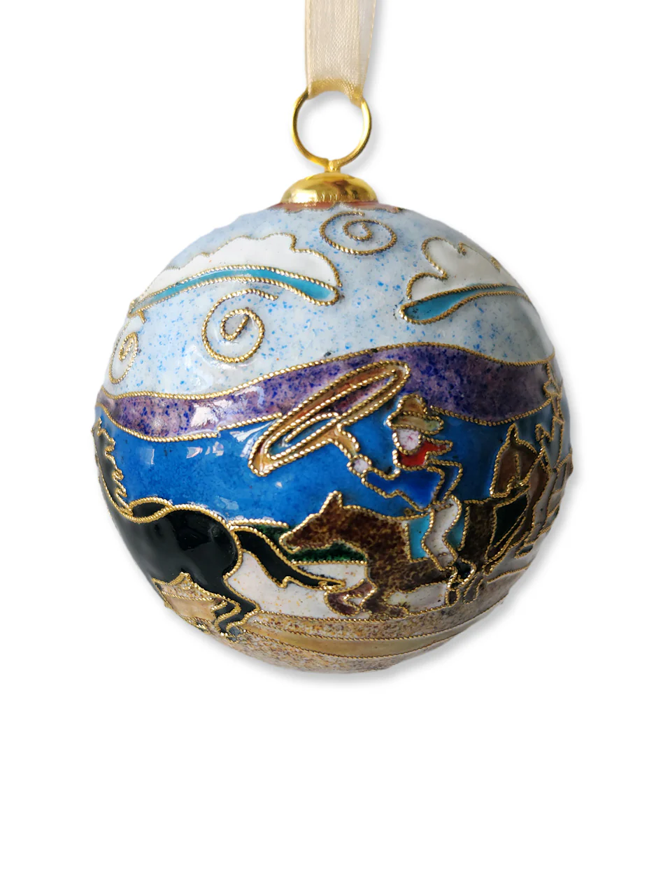 Kitty Keller Texas Tech Double T "Western Scene" Handcrafted Cloisonne Ornament