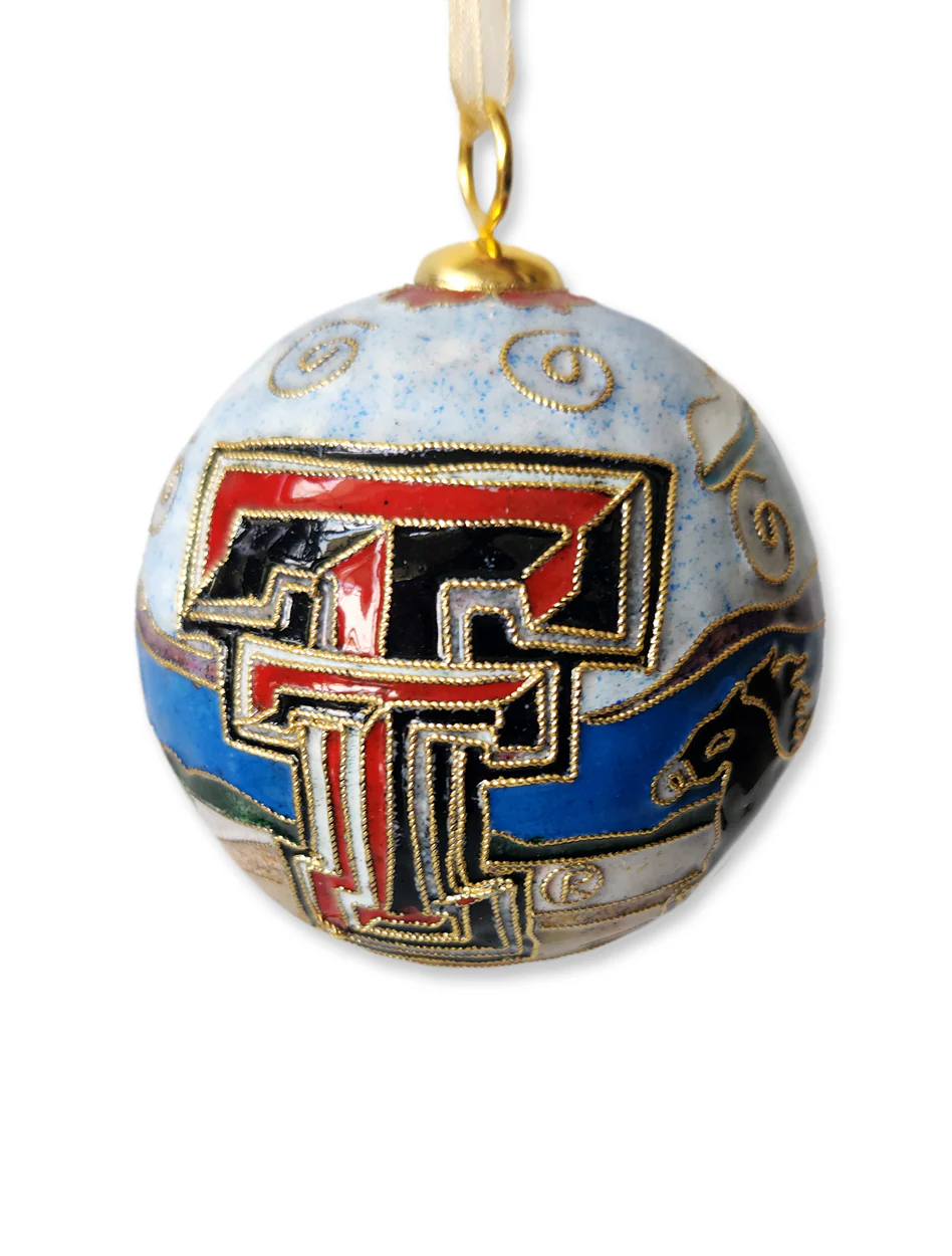 Kitty Keller Texas Tech Double T "Western Scene" Handcrafted Cloisonne Ornament - Image 3