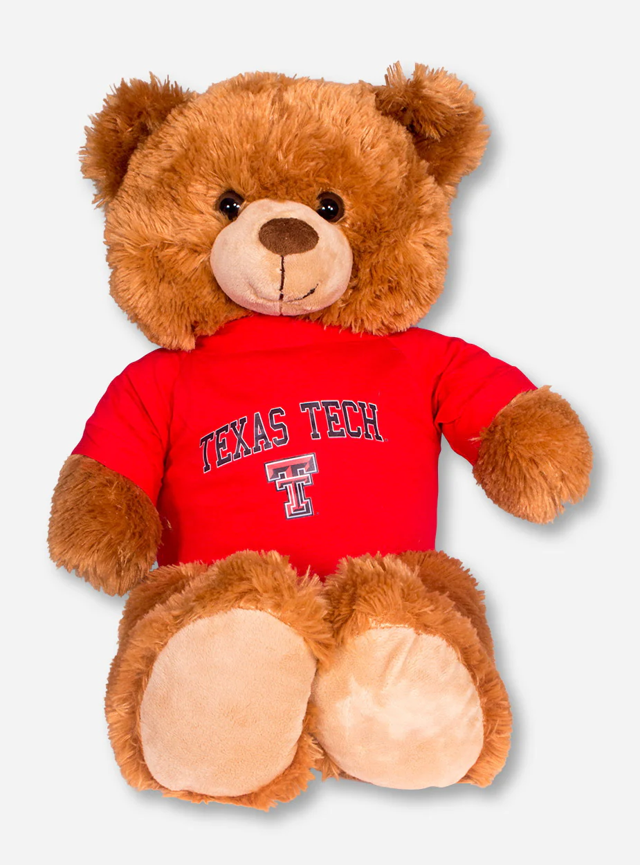Large Brown Bear with Red Texas Tech T-Shirt