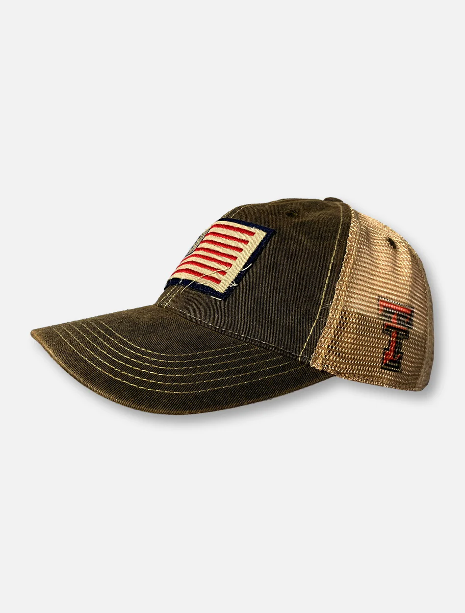 Legacy Texas Tech Red Raiders American Flag Patch Canvas And Mesh Snapback Cap - Image 2