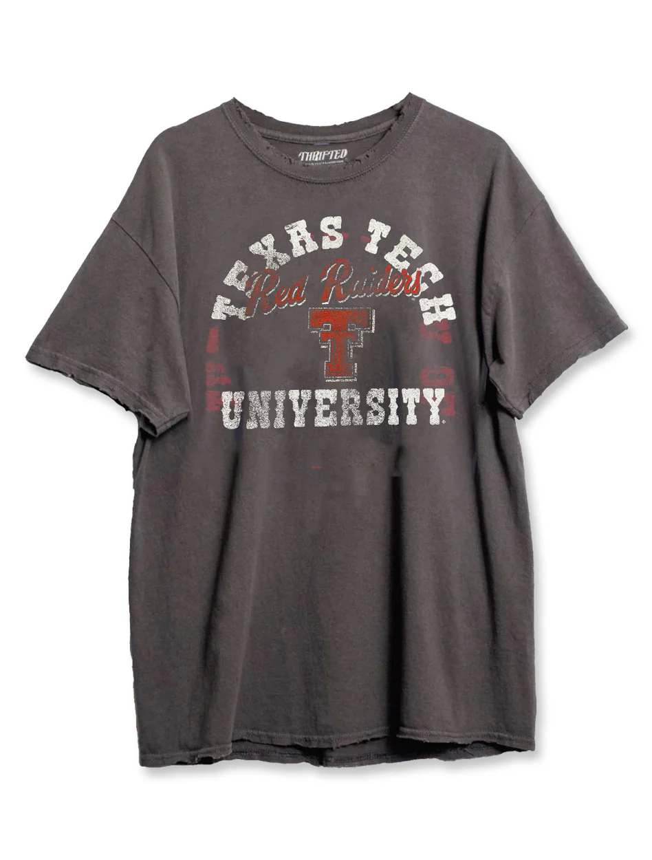 Livy Lu Texas Tech "Draft" Charcoal Thrifted T-Shirt