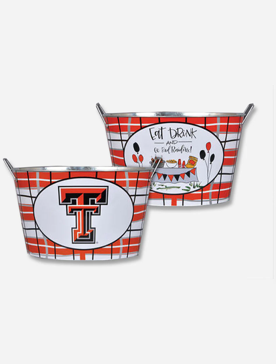 Magnolia Lane Texas Tech "Eat, Drink" Plaid Metal Pail