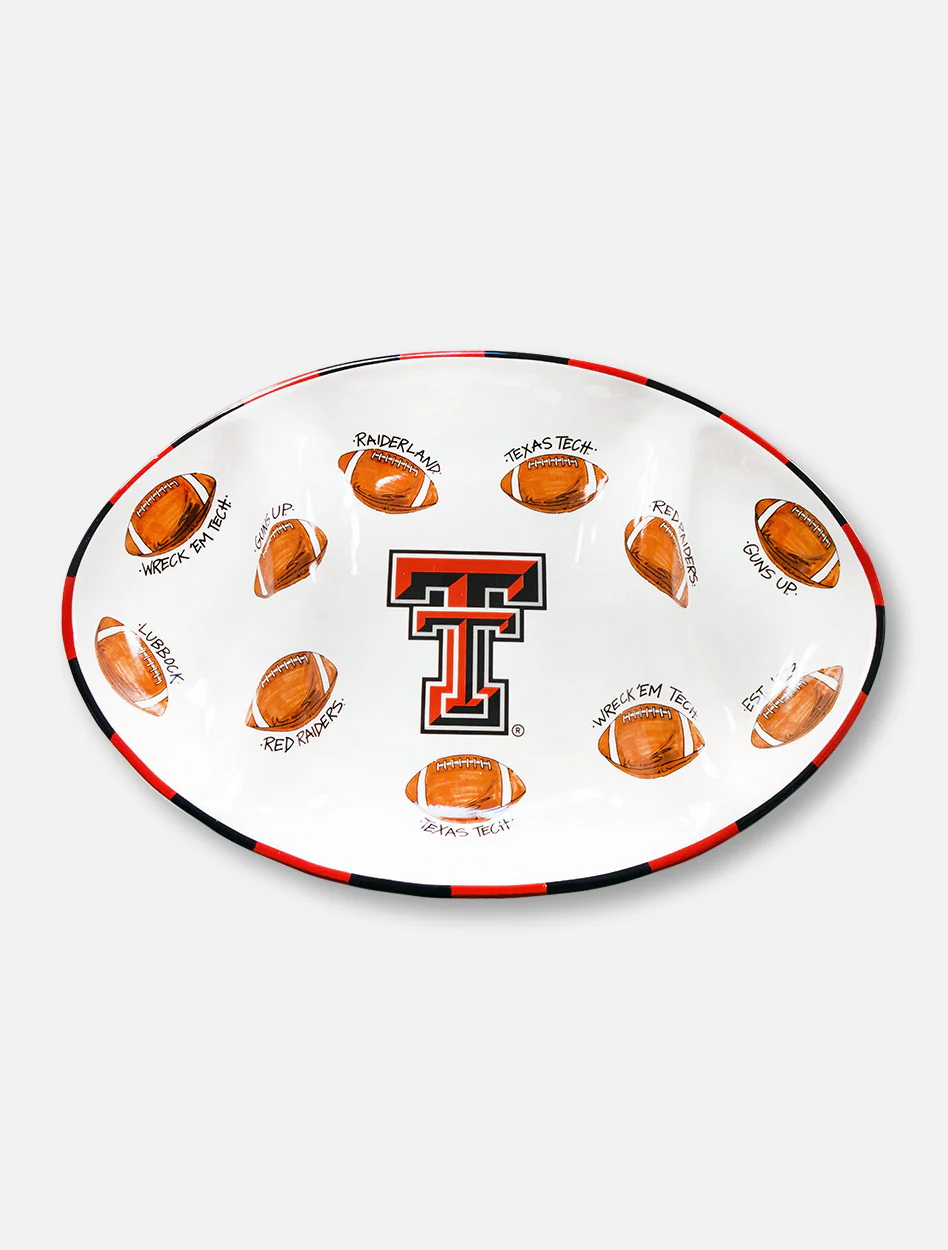 Magnolia Lane Texas Tech Red Raiders Double T with Football Pattern Ceramic Platter