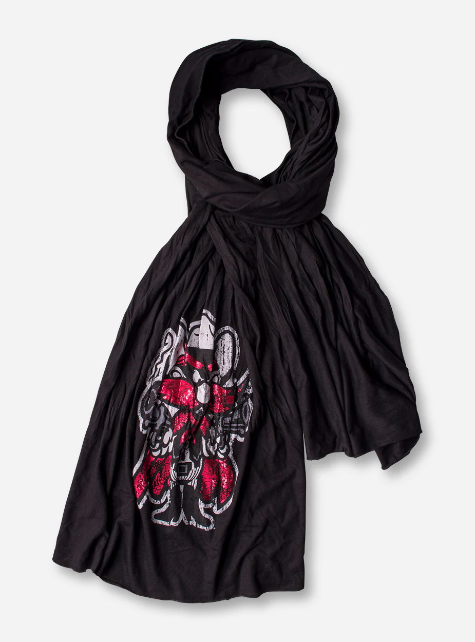 Metallic Raider Red on Black Scarf - Texas Tech