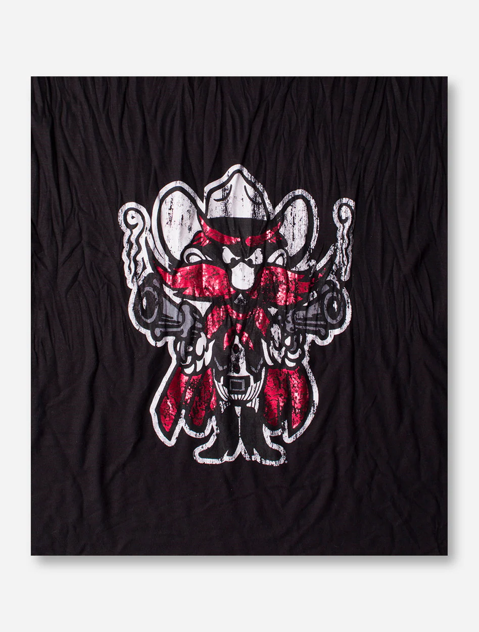 Metallic Raider Red on Black Scarf - Texas Tech - Image 2