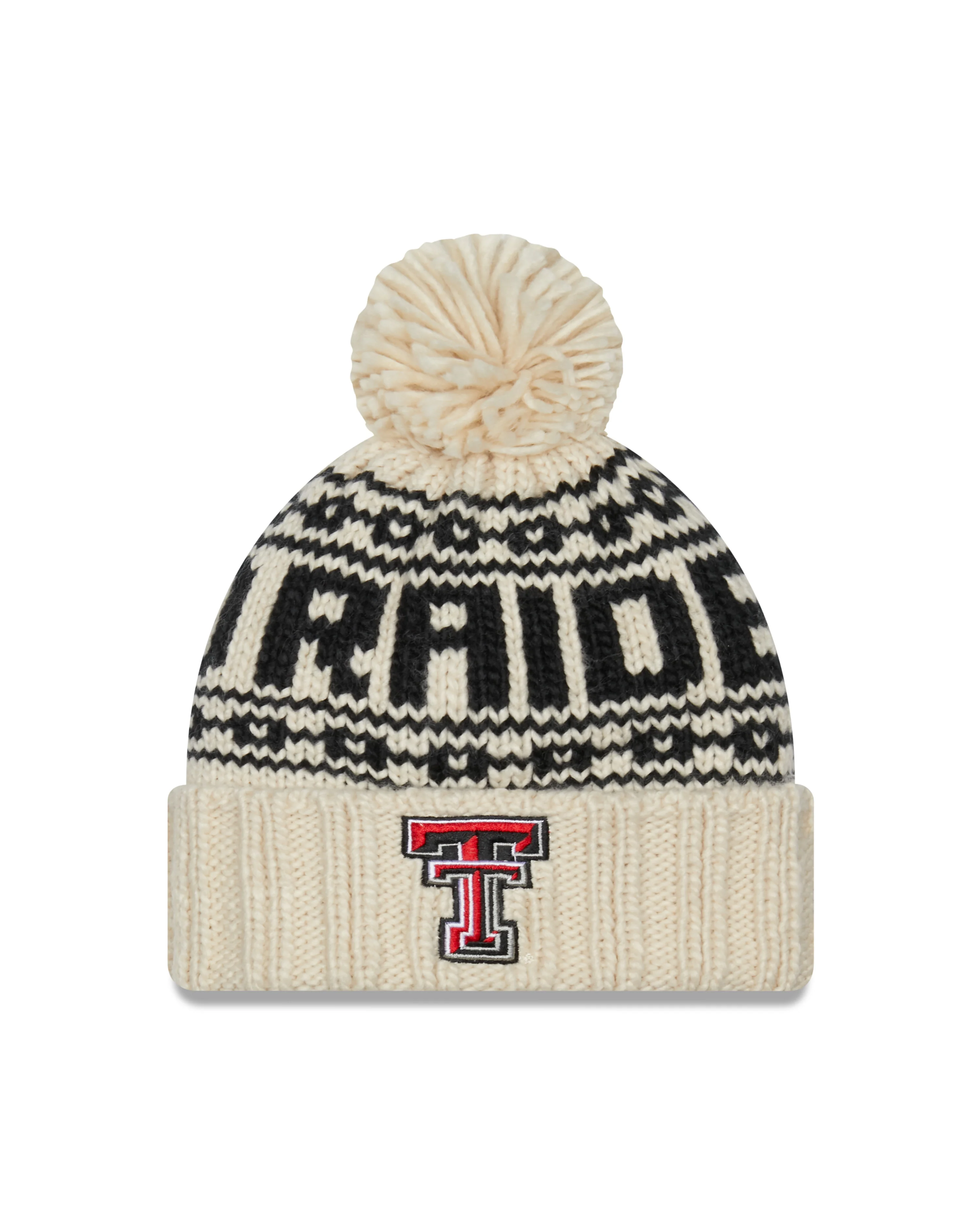 New Era Double T Red Raiders "Vintage" Cuffed Beanie w/ Pom