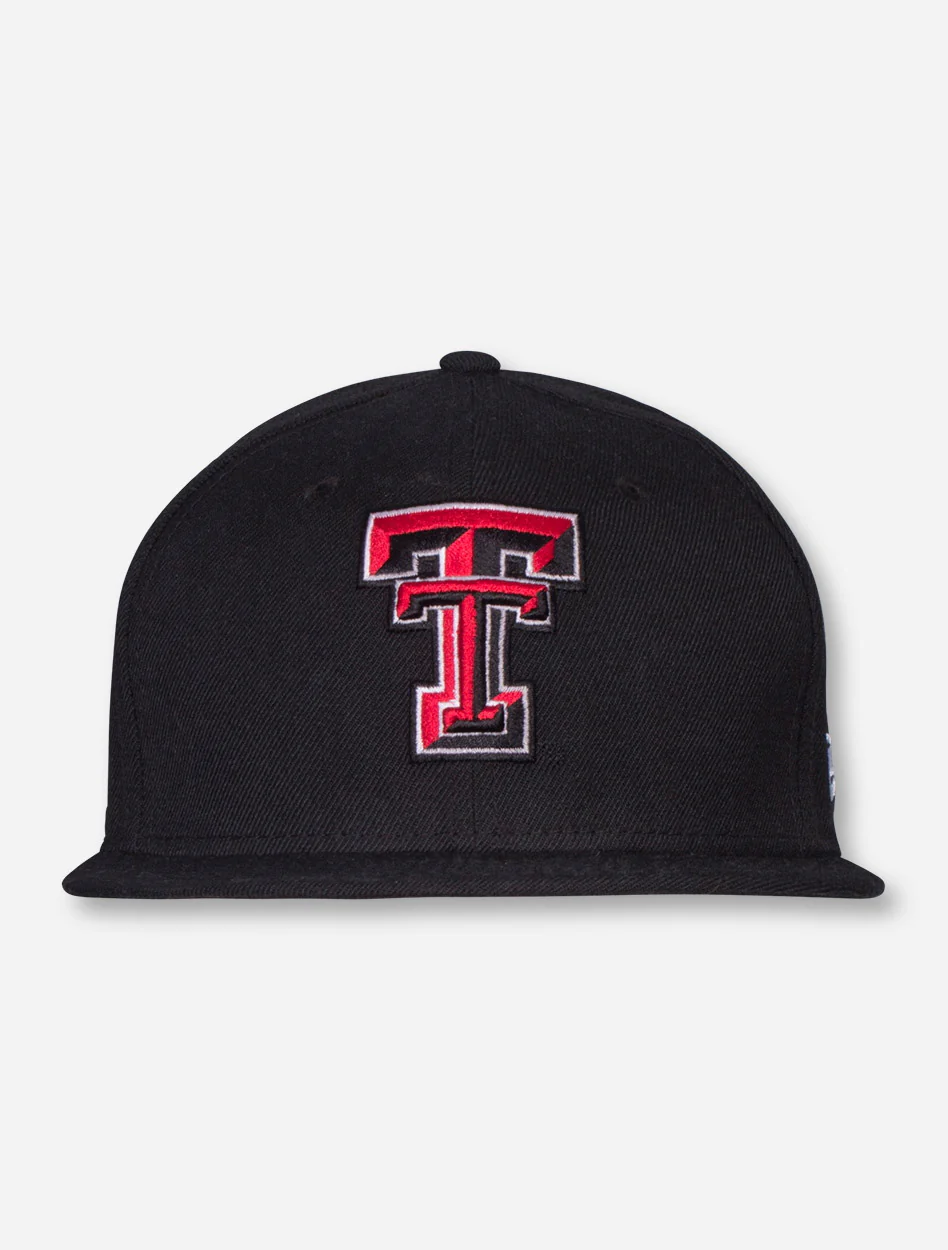 New Era Texas Tech Double T on Black Flat Bill Fitted Cap - Image 3