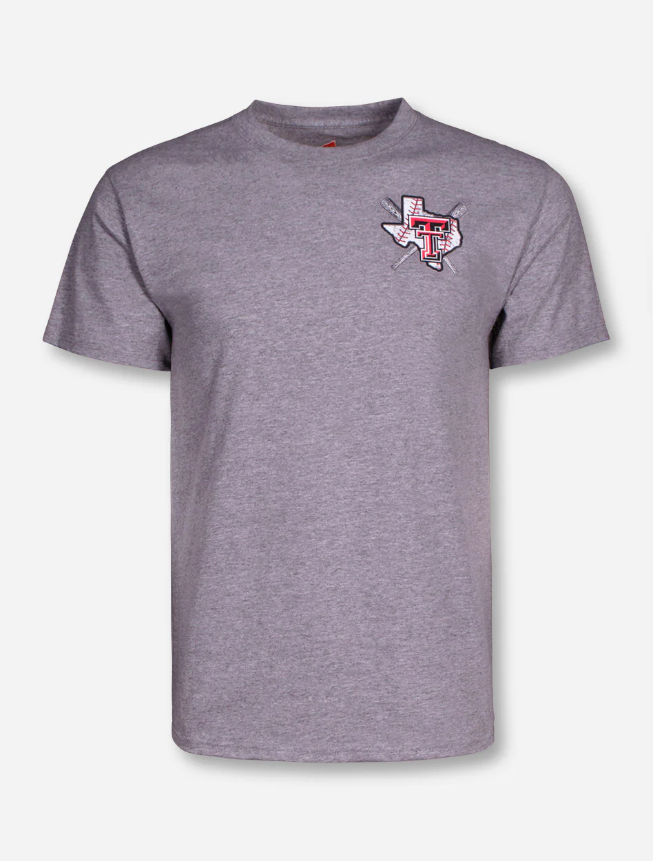 Texas Tech Baseball with Crossed Bats on Heather Grey T-Shirt - Image 4