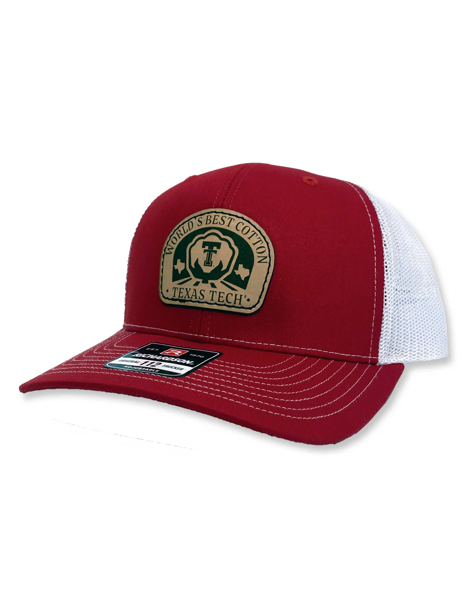Texas Tech "Best Cotton" Leather Patch 112 Red Snapback Cap