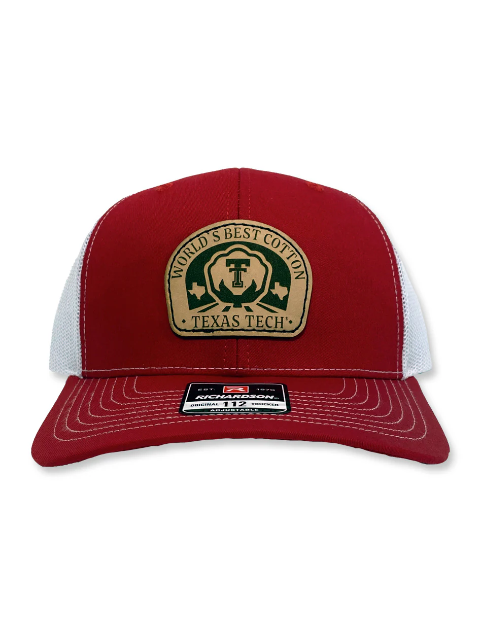 Texas Tech "Best Cotton" Leather Patch 112 Red Snapback Cap - Image 2