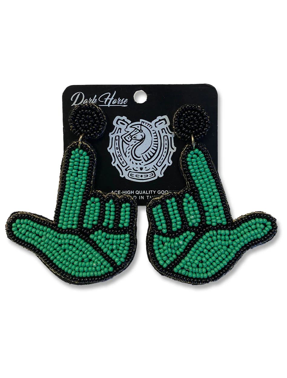 Texas Tech Dark Horse "Cactus Guns Up" Beaded Earrings