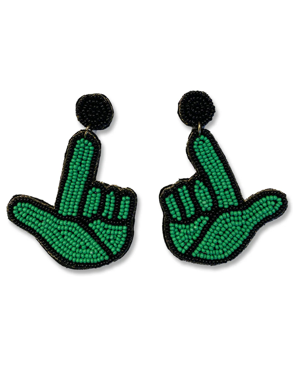 Texas Tech Dark Horse "Cactus Guns Up" Beaded Earrings - Image 2