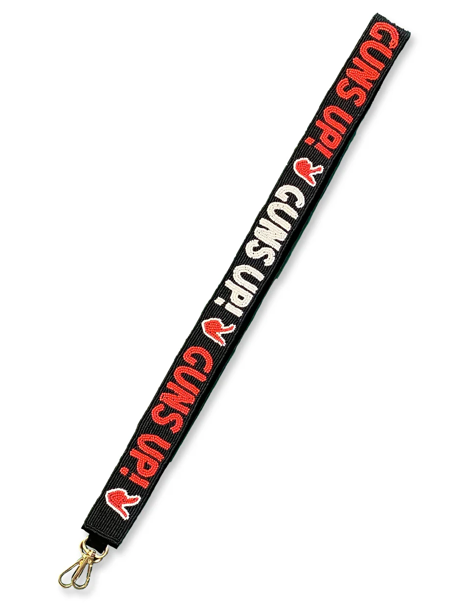 Texas Tech Dark Horse "Guns Up" Black Beaded Purse Strap - Image 2
