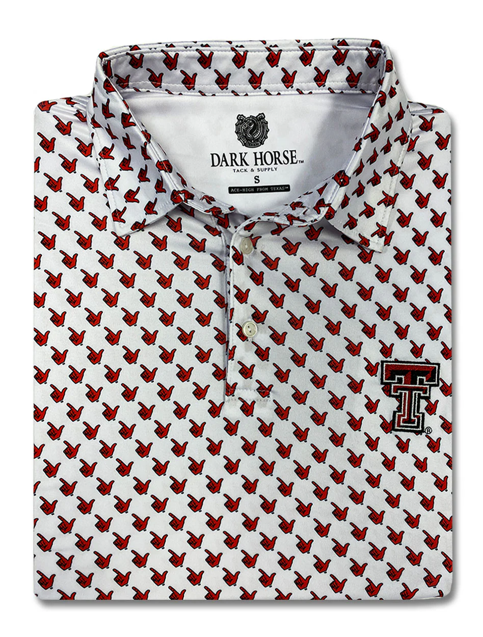 Texas Tech Dark Horse "Guns Up" Premium White Men's Polo