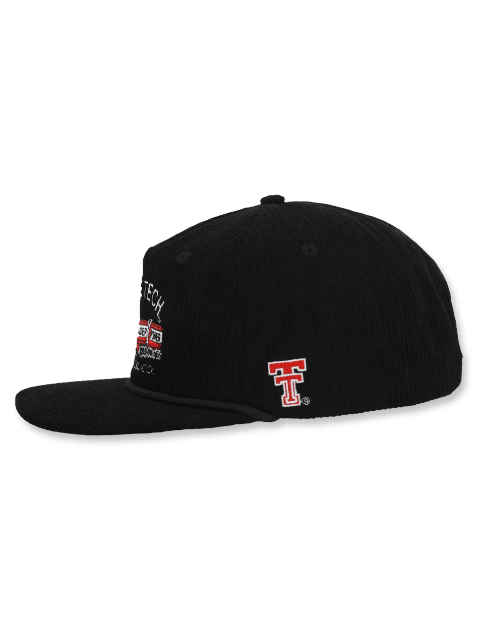 Texas Tech Dark Horse "Oil Co." Black Corduroy Snapback Cap - Image 3