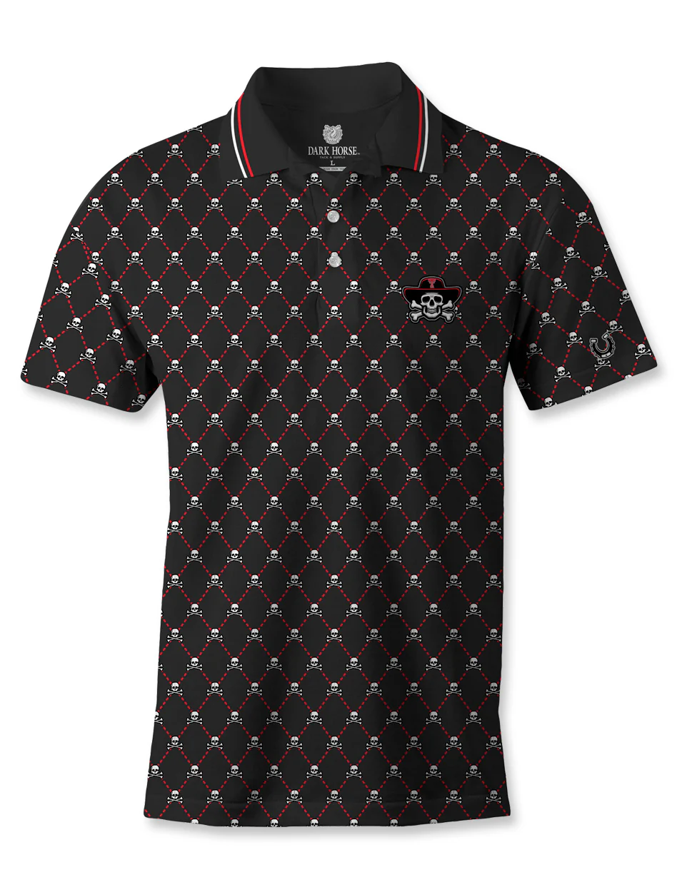 Texas Tech Dark Horse Leach Era "Pirate Loot" PVC Patch Black Polo - Image 2