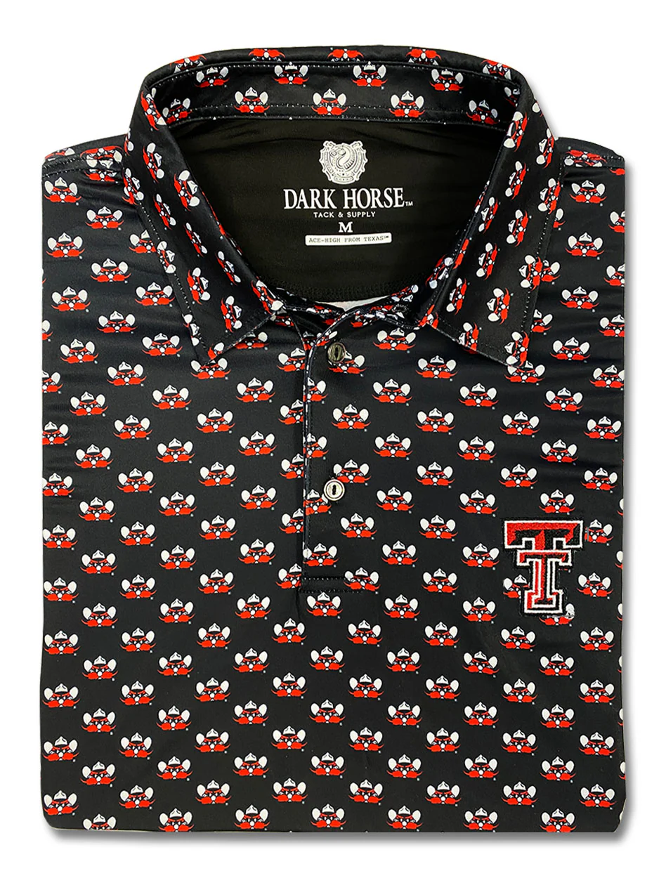 Texas Tech Dark Horse "Raider Red" Premium Black Men's Polo