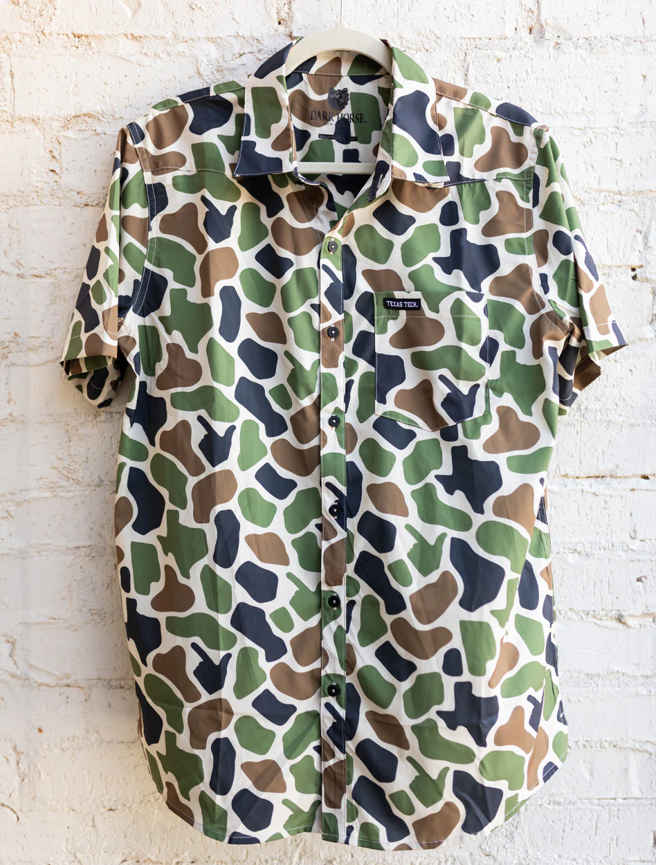 Texas Tech Dark Horse "The Hunt" Camo MEN'S Button Up Shirt