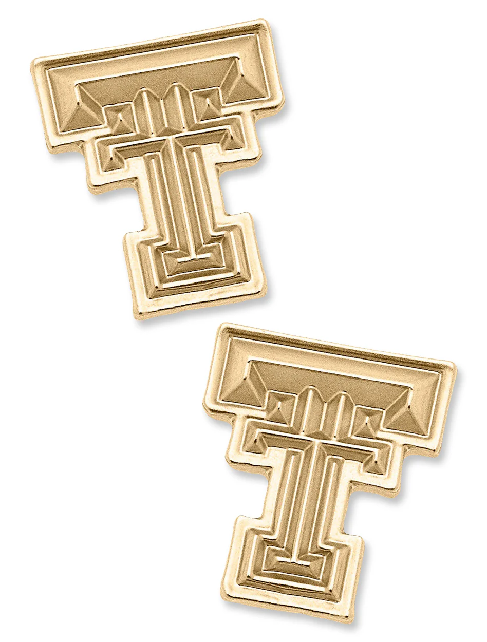 Texas Tech Double T 24K Gold Plated Stud Earrings
