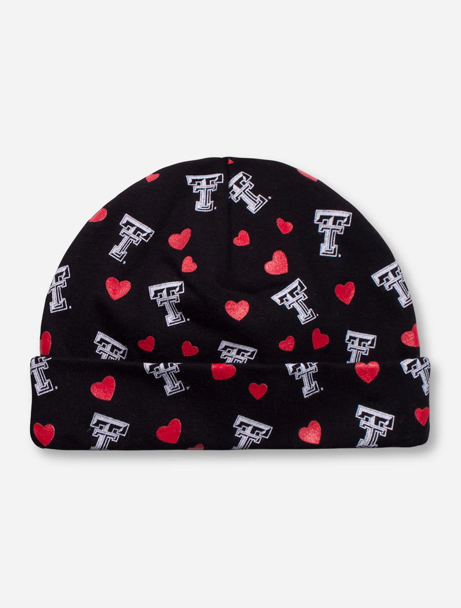 Texas Tech Double T and Hearts INFANT Black Cap