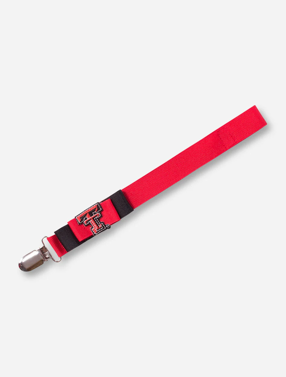 Texas Tech Double T Bow on Red Pacifier Clip