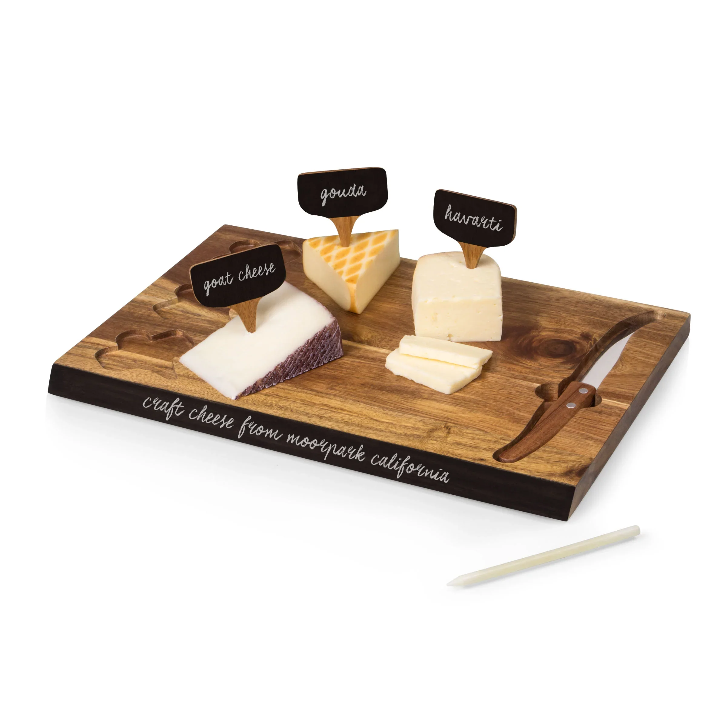 Texas Tech Double T "Delio" Acacia Wood Cheese Board w/ Tool Set - Image 2