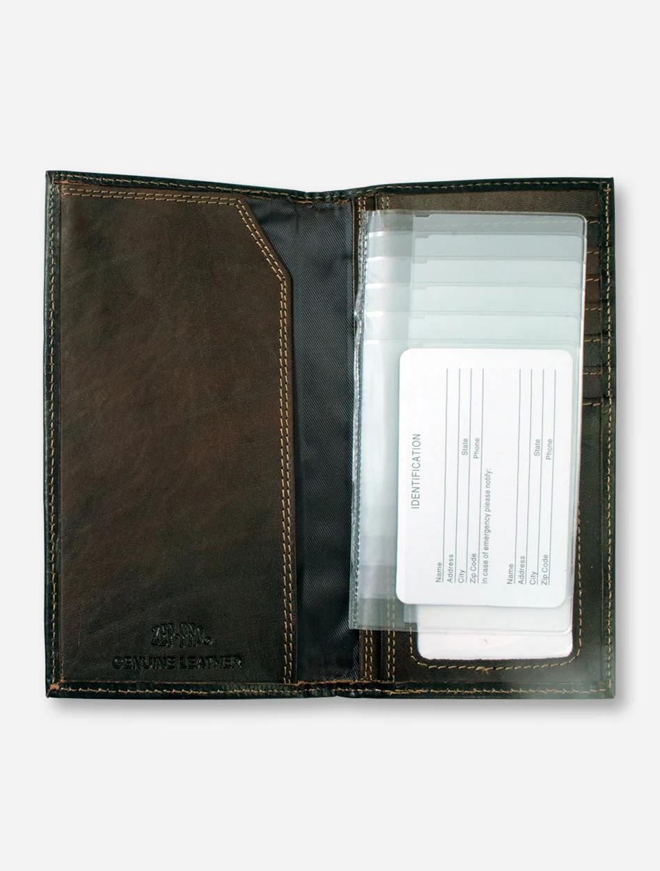 Texas Tech Double T Emblem on Roper Moss Green Canvas Wallet - Image 3