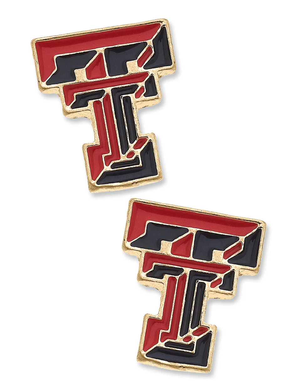 Texas Tech Double T Enamel Stud Earrings
