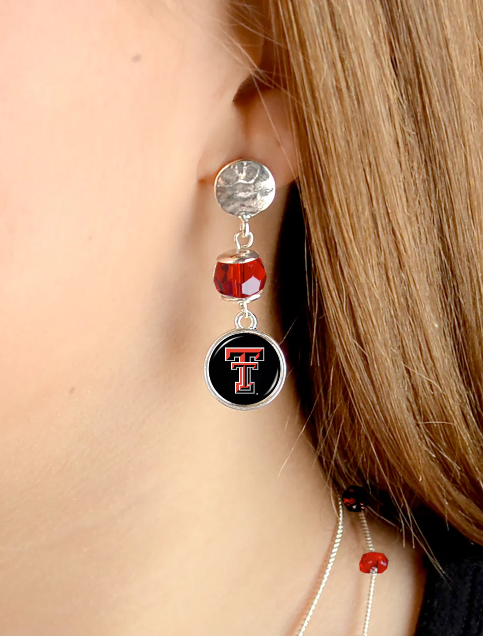 Texas Tech Double T "Ivy" Dangle Rhinestone Earrings - Image 2