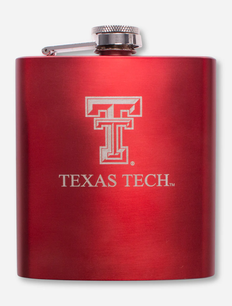 Texas Tech Double T Laser Engraved Metal Flask - Image 2