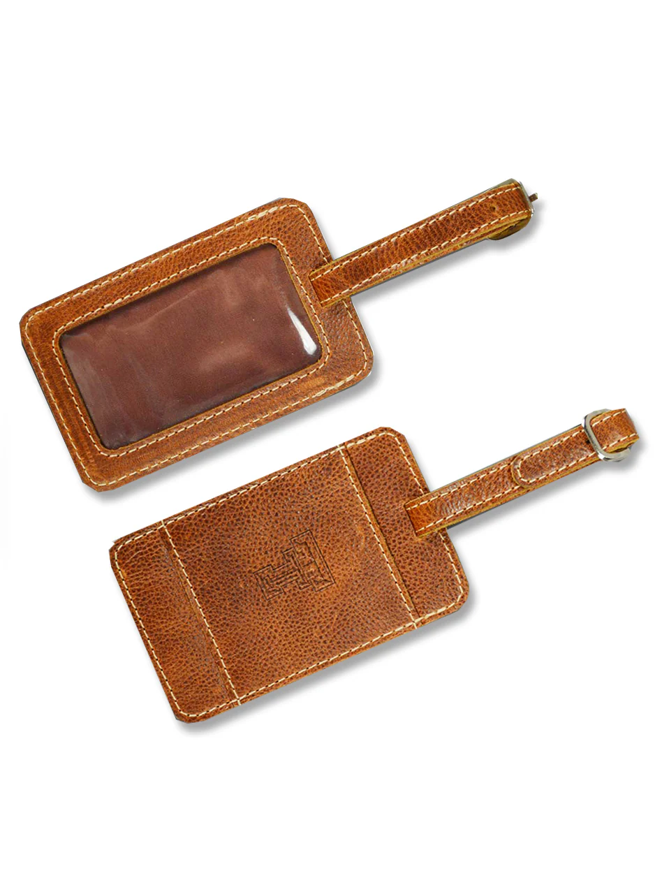 Texas Tech Double T Leather Luggage Tag