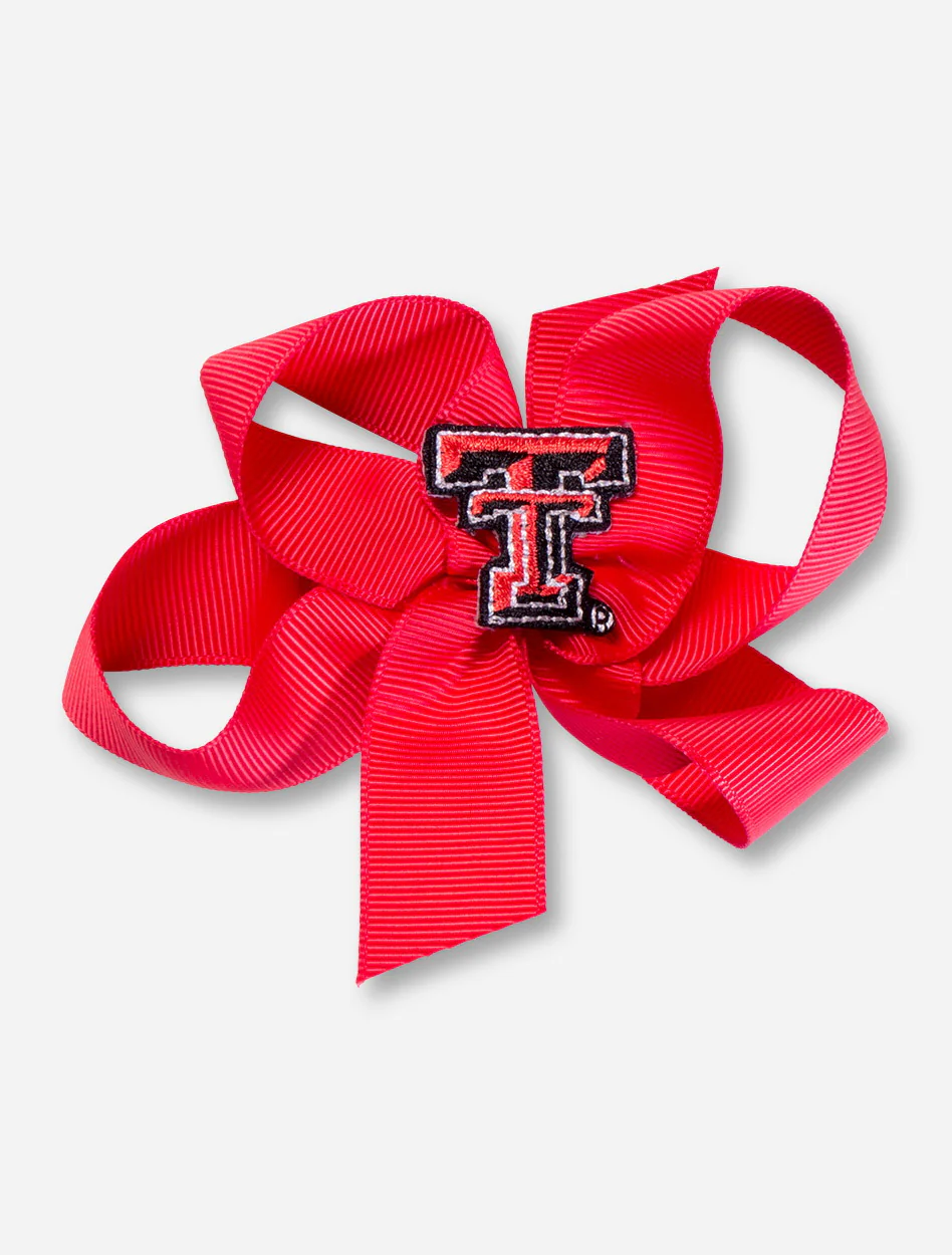 Texas Tech Double T on Red Ribbon Queen Bow