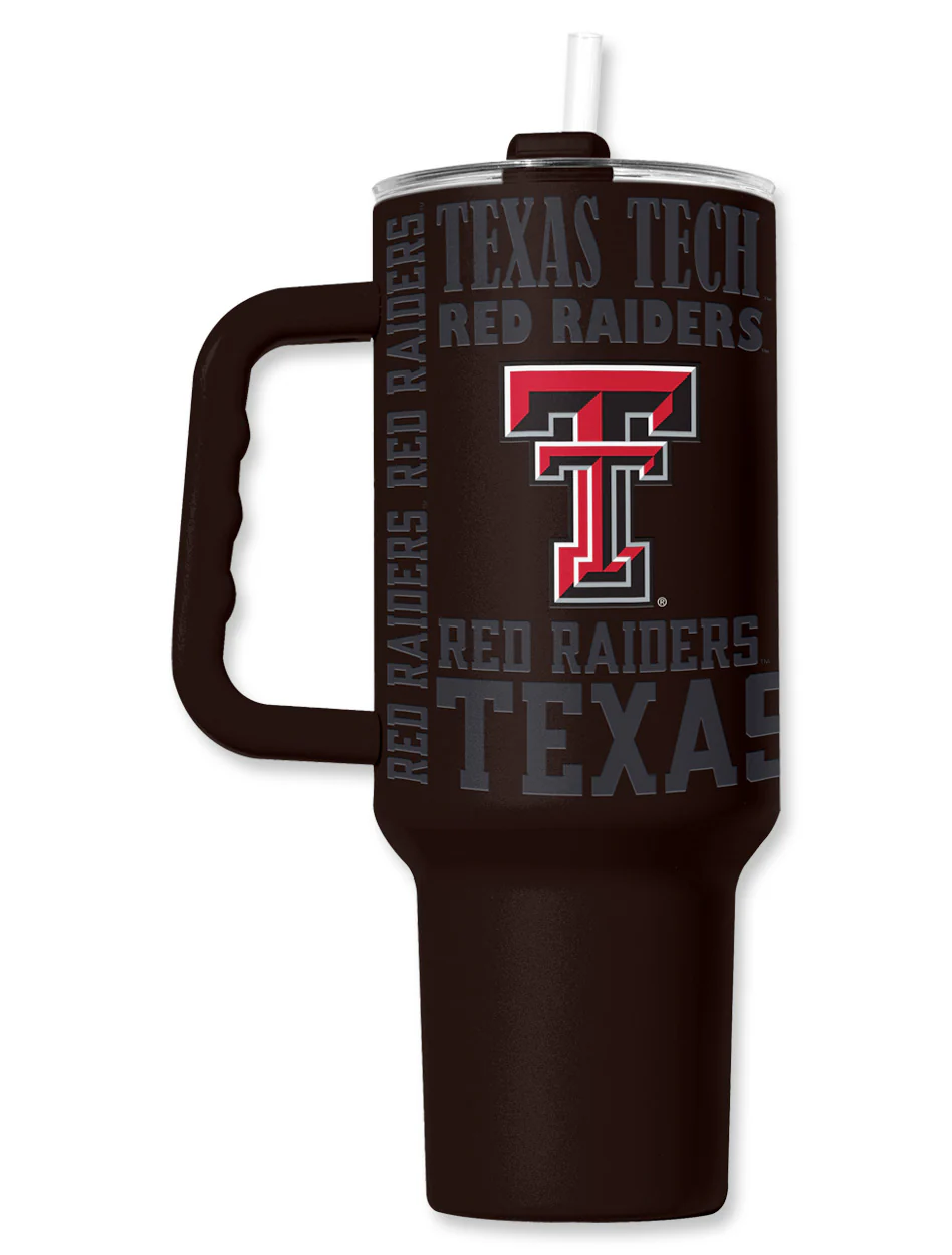 Texas Tech Double T "Tonal Work Mark" 40oz Travel Tumbler w/ Handle & Straw