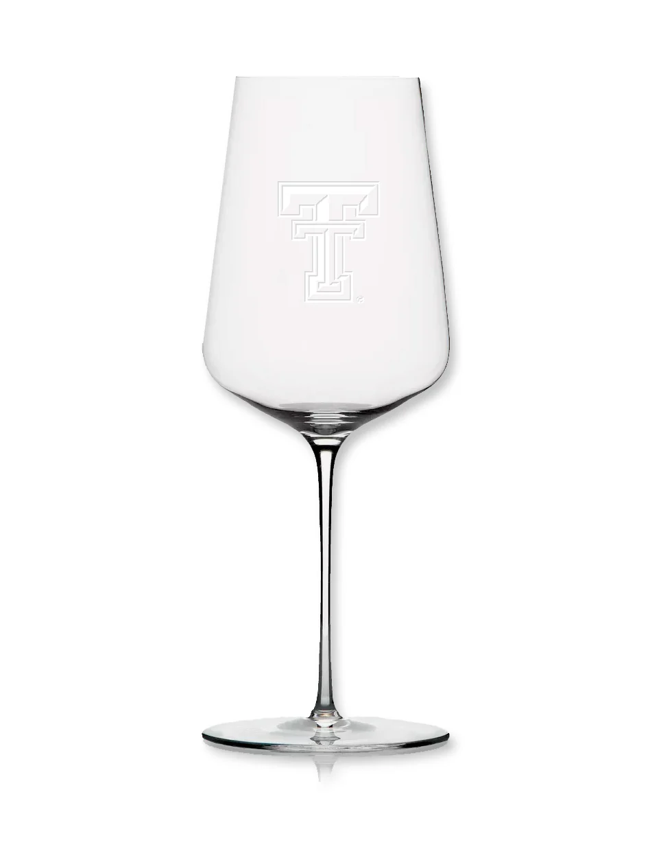 Texas Tech Etched Double T Sheer Rim Wine Glass