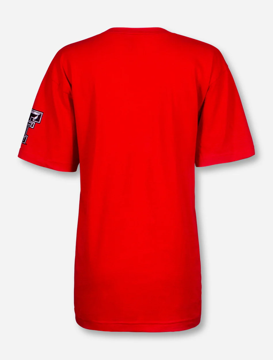 Texas Tech Glitter Football Font V-Neck T-Shirt - Image 4